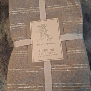 Rachel Ashwell 12 Silver Metallic Thread Holiday Napkins - BNIP